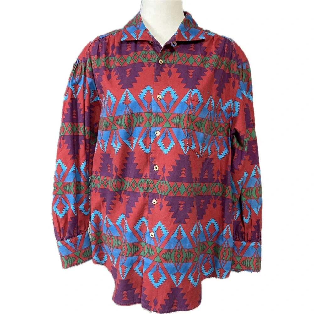 Vintage‎ Country Shop Marshall Fields Womens Shirt 10 Southwest Aztec Retro Boho